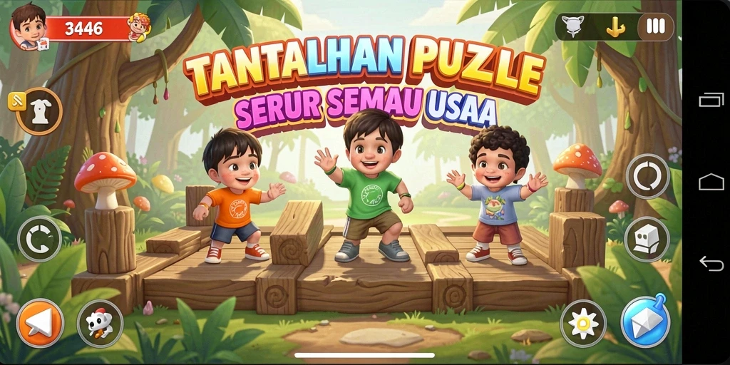 Screenshot gameplay 3446 menampilkan tingkat kesulitan menantang.
