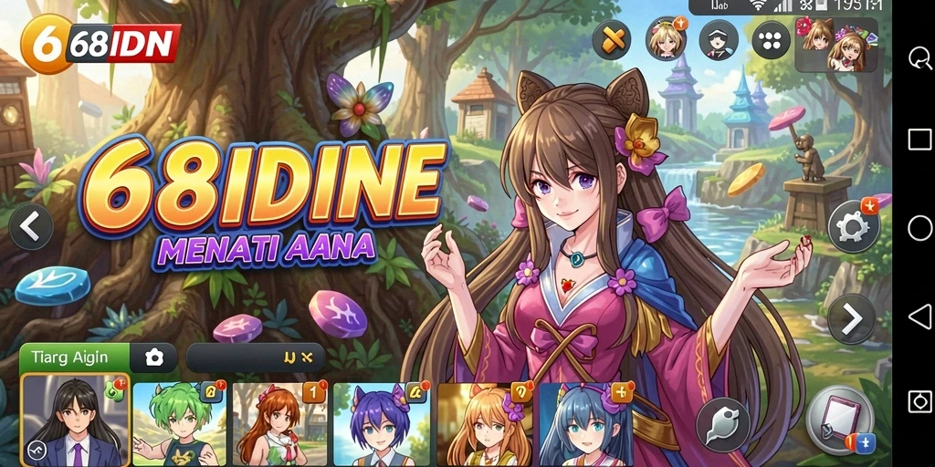 Tampilan gameplay menakjubkan dengan karakter anime beraksi.