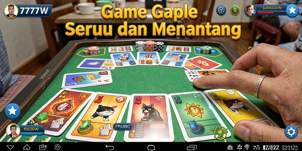 Screenshot gameplay <strong>7777W</strong> menunjukkan keceriaan saat bermain Gaple.