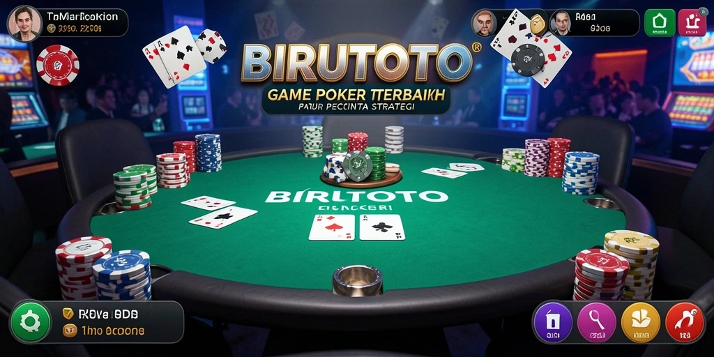 Screenshot gameplay BIRUTOTO yang menampilkan aksi poker seru.