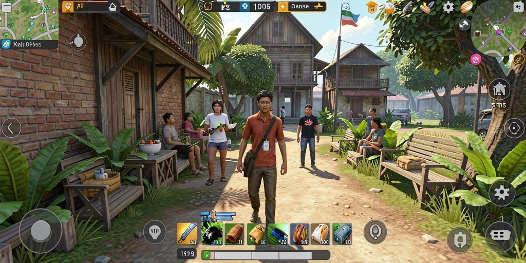 Gameplay D06 menunjukkan interaksi karakter dalam simulasi kehidupan.