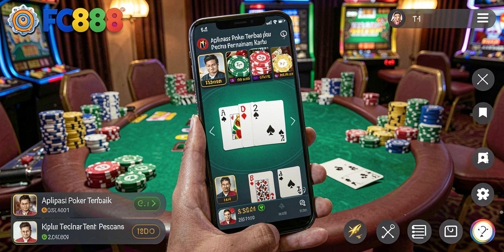 Tampilan gameplay Poker yang menarik dan interaktif di FC888.