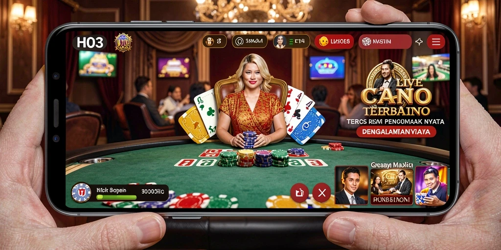 Tampilan gameplay H03 yang menampilkan dealer dan pemain di meja Live Casino.