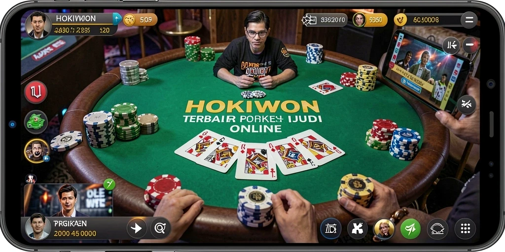 Tampilan gameplay Poker yang seru dan interaktif di HOKIWON.