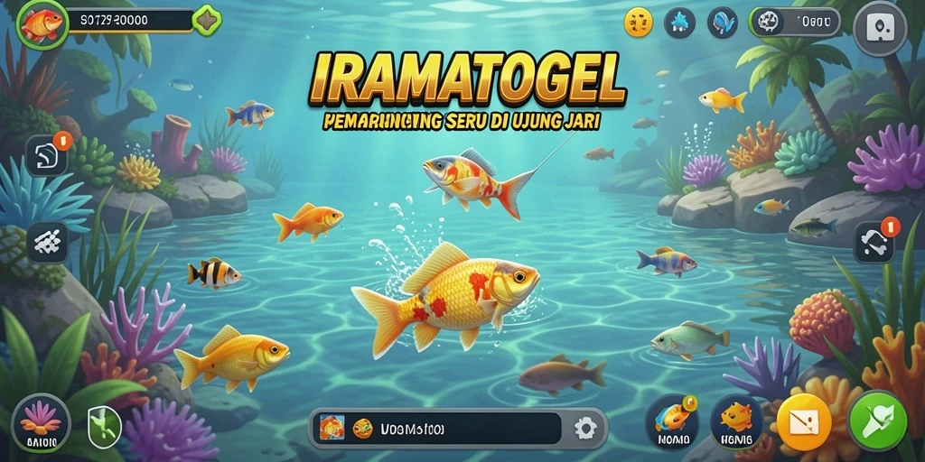 Tampilan gameplay menarik dari IRAMATOGEL saat memancing di danau.