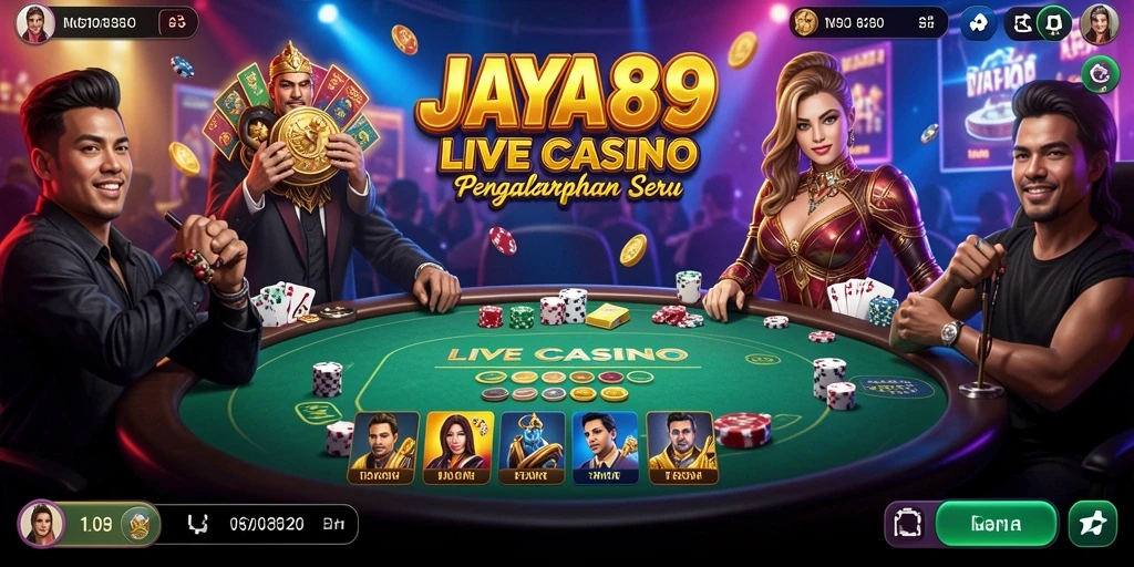 Tampilan gameplay JAYA89 dengan dealer langsung yang interaktif di Live Casino.