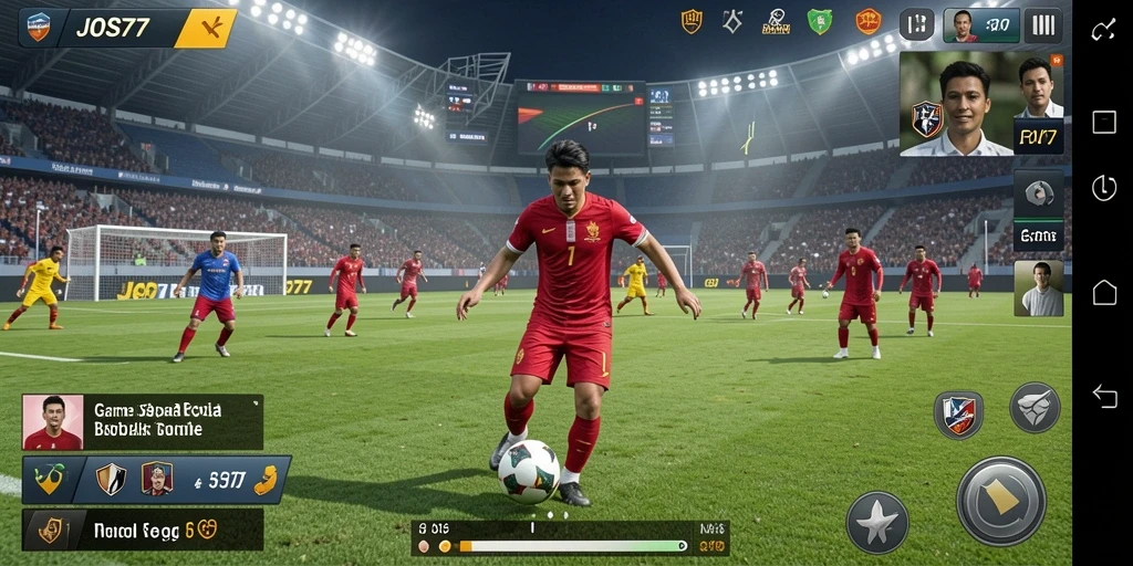 Tampilan gameplay JOS77 yang menggembirakan di lapangan sepak bola.