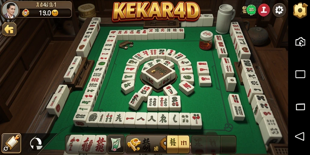Tampilan gameplay yang menarik dari KEKAR4D dengan desain ubin Mahjong.