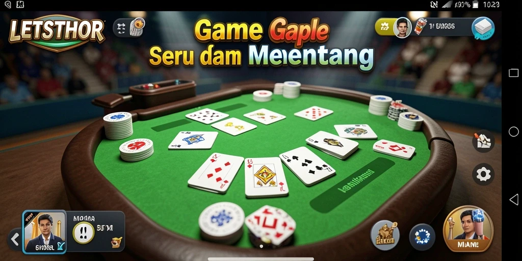 Tampilan gameplay LETSTHOR dalam permainan Gaple yang seru.