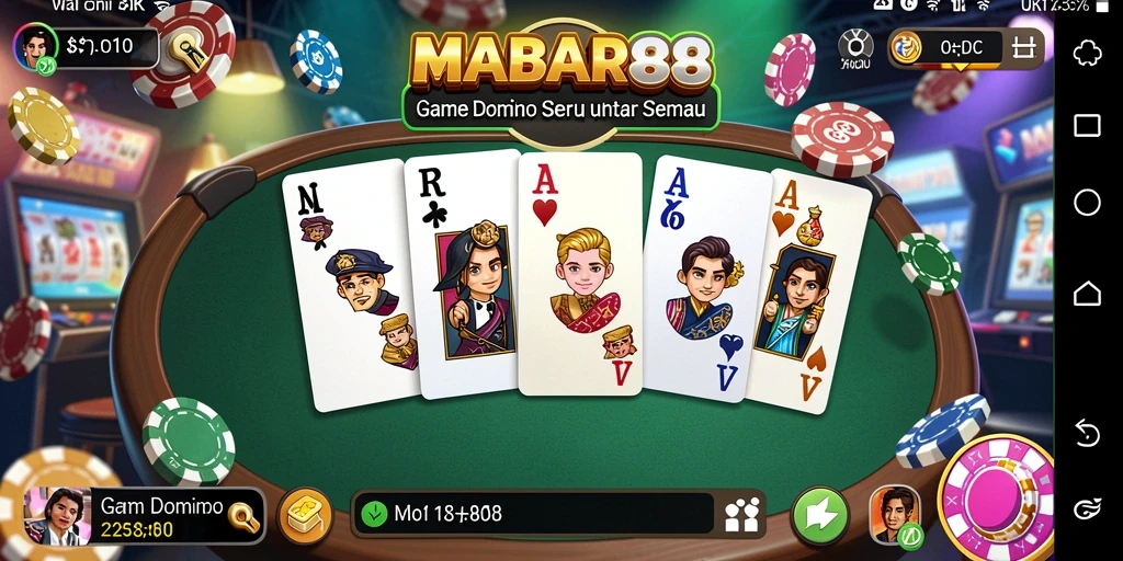 Screenshot gameplay MABAR88 yang menampilkan suasana seru permainan Domino.