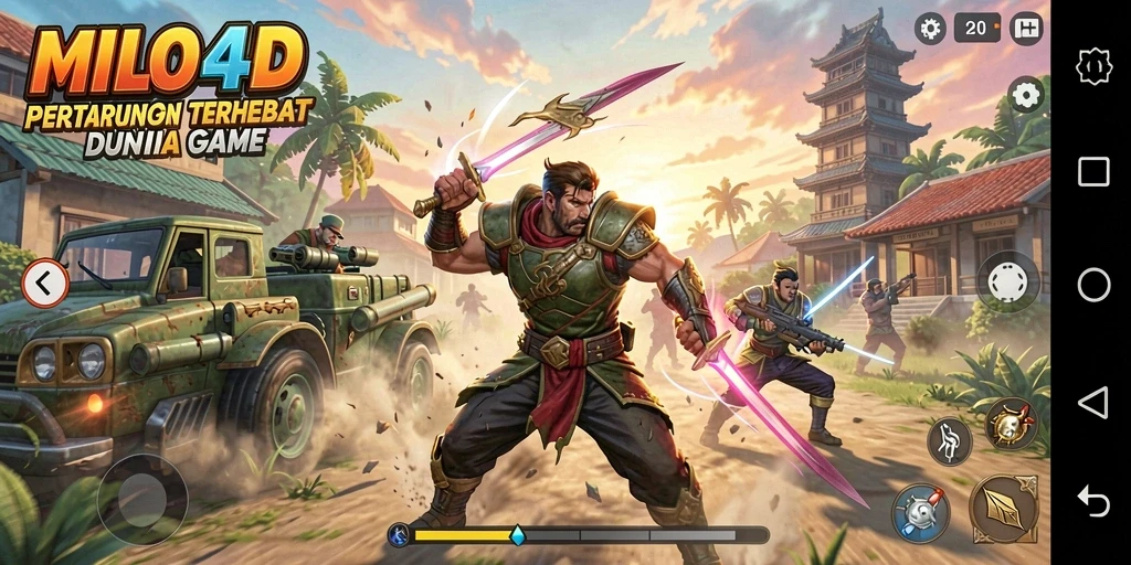 Tampilan gameplay <strong>MILO4D</strong> yang mendebarkan dengan pertarungan karakter yang dinamis.