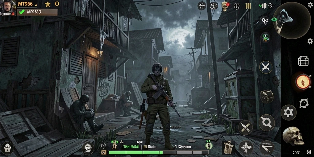 Tampilan gameplay menyeramkan di MT966 dengan efek suara yang mengerikan.