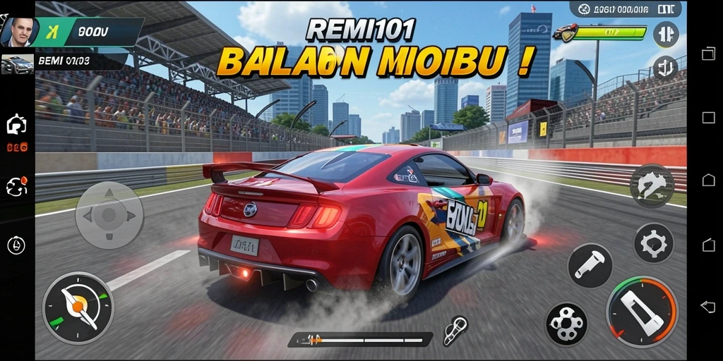 Tampilan gameplay seru di balapan mobil REMI101.