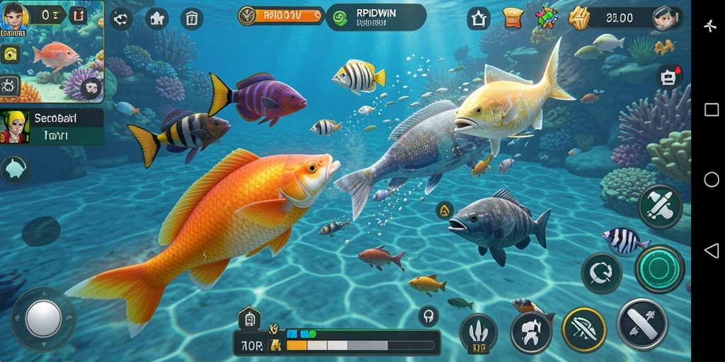 Gameplay RPIDWIN menampilkan aksi seru saat menembak ikan.